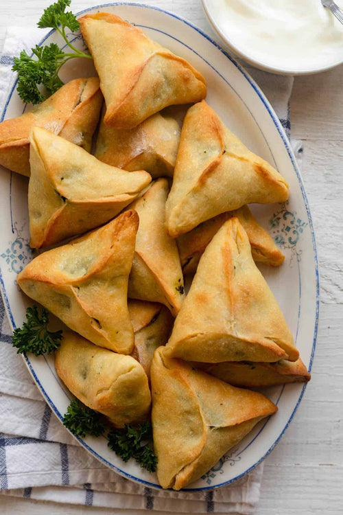 Authentic Lebanese homemade Baked Mini Spinach Fatayer pies